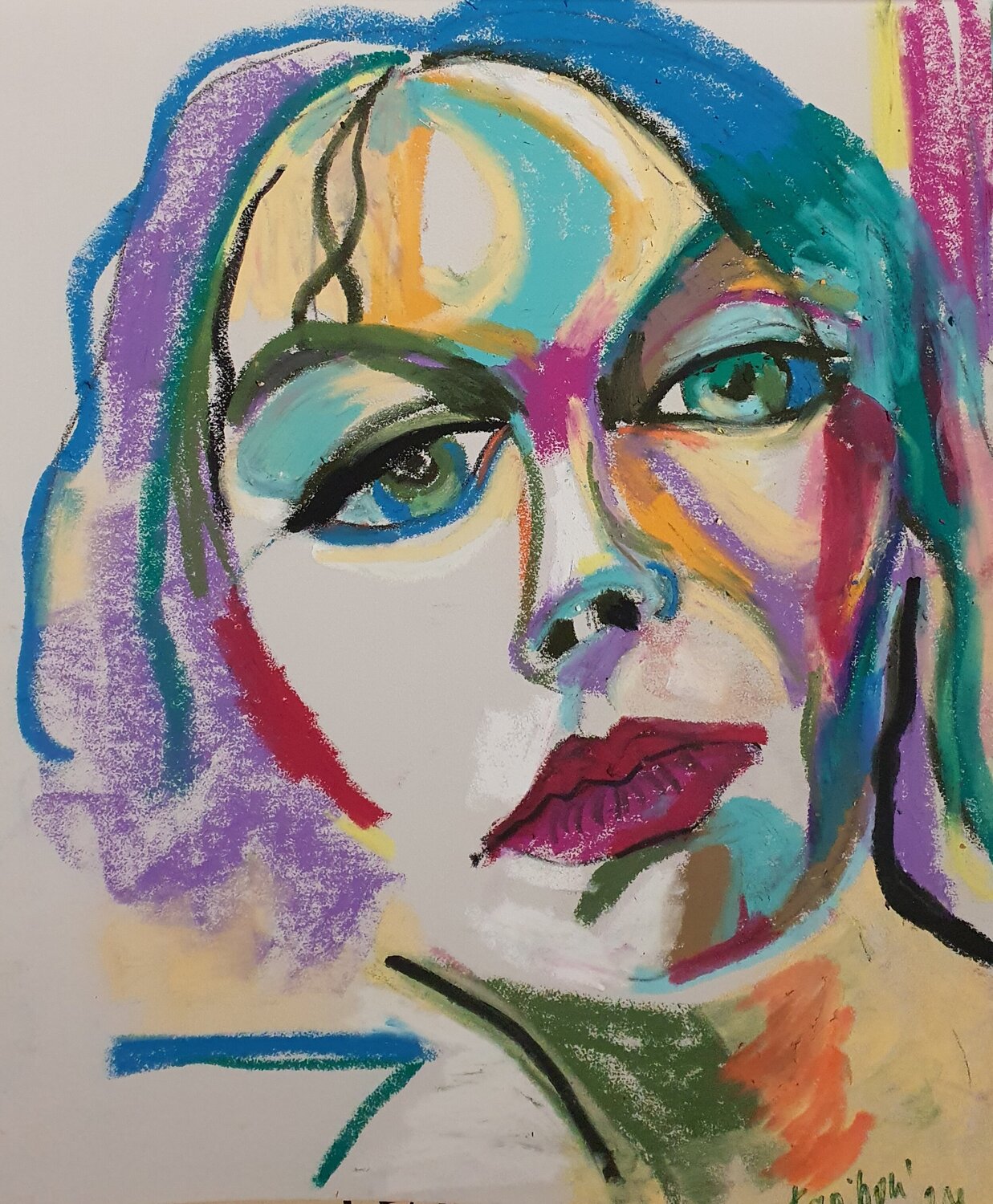Portrait of a WOMAN. Karibou Originalgemälde zu verkaufen