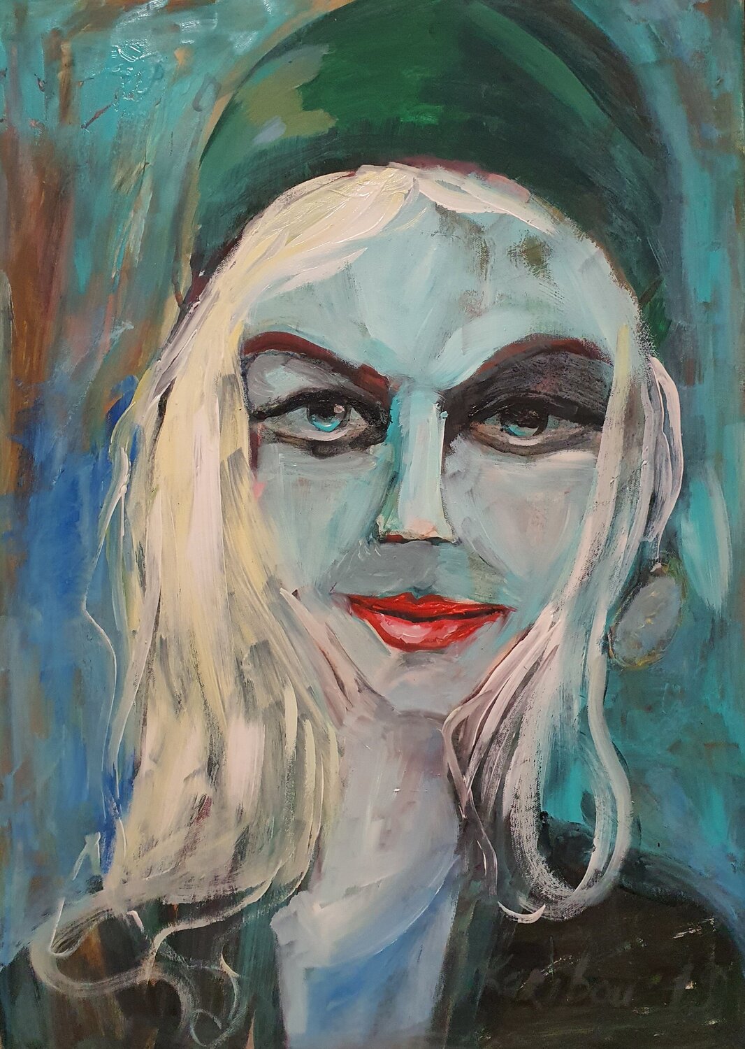 Coup de cœur in the manner of David Hockney Karibou Originalgemälde zu verkaufen