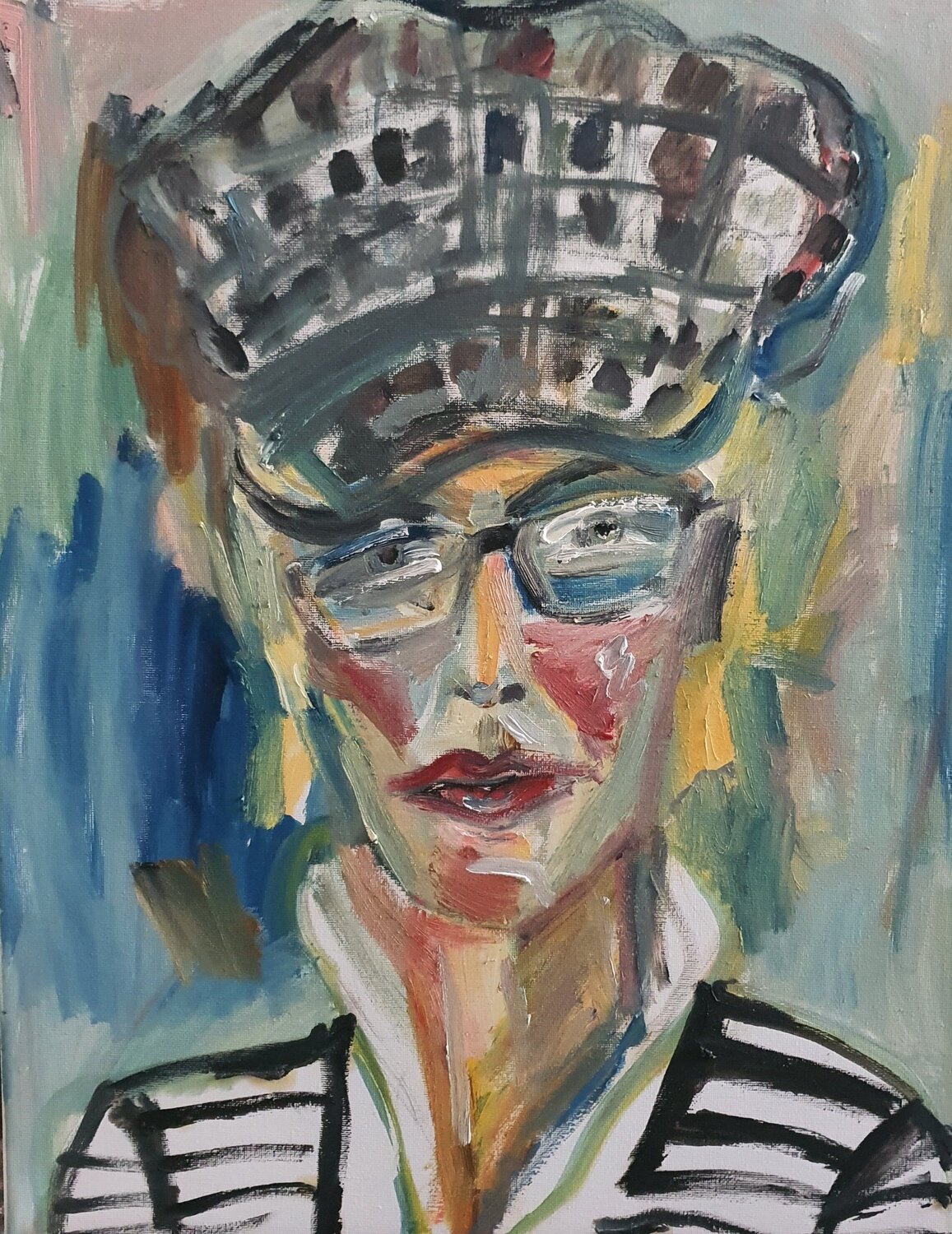 Portrait of a WOMAN in a cap Karibou Originalgemälde zu verkaufen