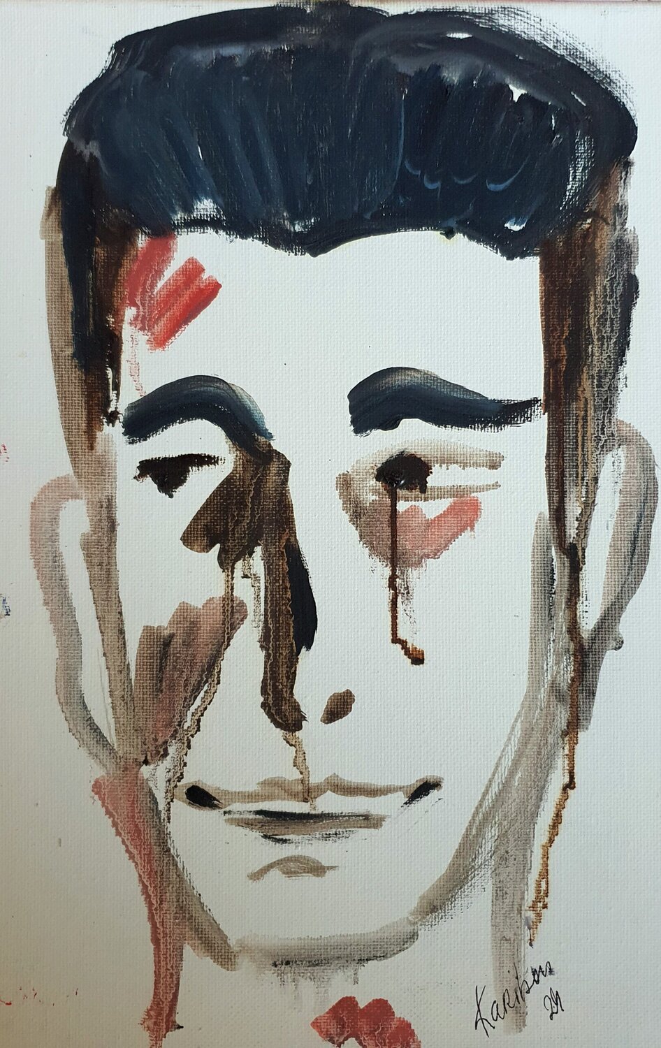 male sketch inspired by David Hockney Karibou Original painting for sale