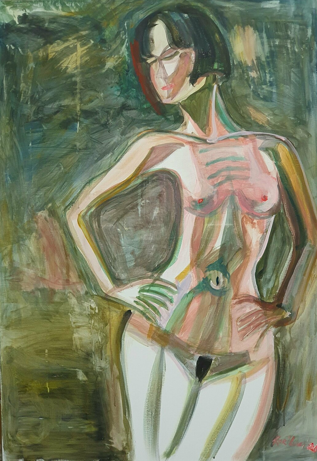 schöne Kabarett semi abstract alla prima Kunst by karibou Karibou Originalgemälde zu verkaufen