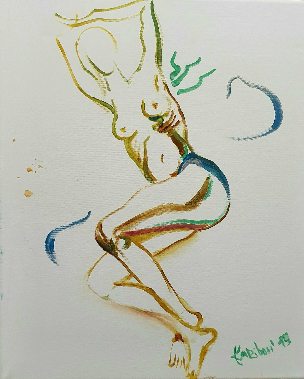 A woman figurative in Manier à la Matisse Karibou Originalgemälde zu verkaufen