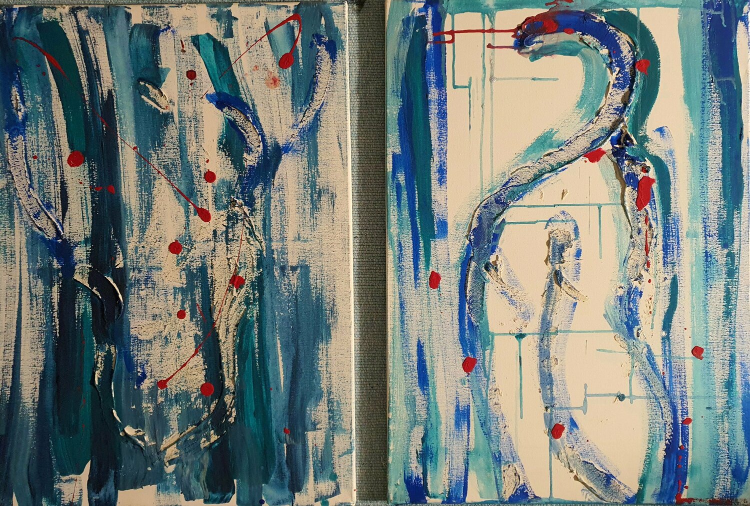 Hommage à Pierre Soulages. Diptych. Karibou Originalgemälde zu verkaufen
