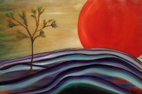 Red Circle in Joshua Tree van Redin Winter, Schilderij te koop op Singulart