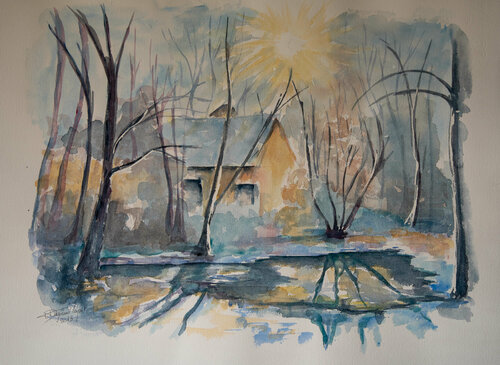 Cabane en hiver von Françoise Dugourd-Caput, Werk auf Papier kaufen auf Singulart