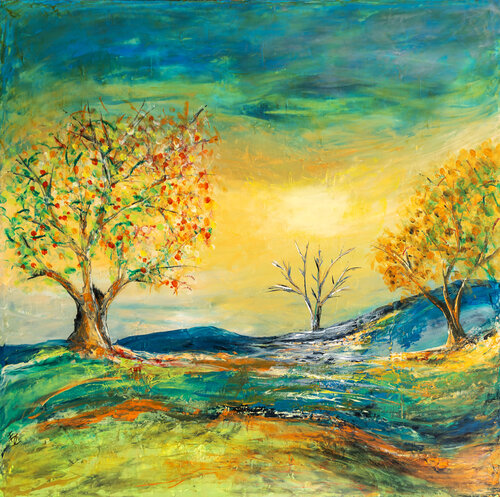 La vie au fil des saisons par Françoise Dugourd-Caput, Peinture en vente sur Singulart