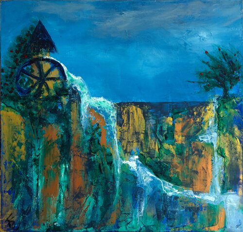 Le Moulin Bleu du Destin von Françoise Dugourd-Caput, Malerei kaufen auf Singulart