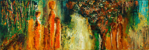 Promenade au jardin von Françoise Dugourd-Caput, Malerei kaufen auf Singulart