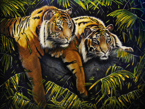 Brothers - Tigers by Vera & Sergey Goncharenko, Painting for Sale on Singulart