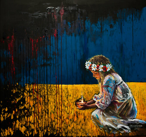 Light for Ukraine - hope for the future. von Ihor Bychkivskyy, Malerei kaufen auf Singulart
