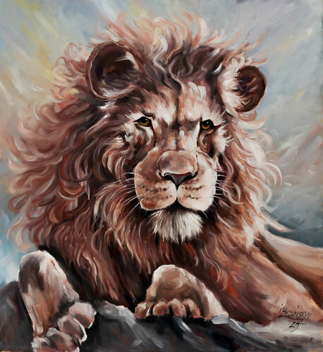 Young lion von Ihor Bychkivskyy, Malerei kaufen auf Singulart