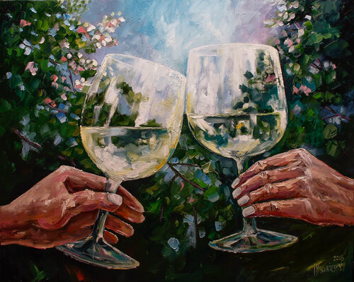 Wine tasting di Ihor Bychkivskyy, Pittura in vendita su Singulart
