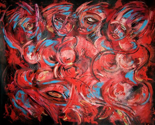 Flamenco  in Red von Irma Engelbrecht, Malerei kaufen auf Singulart