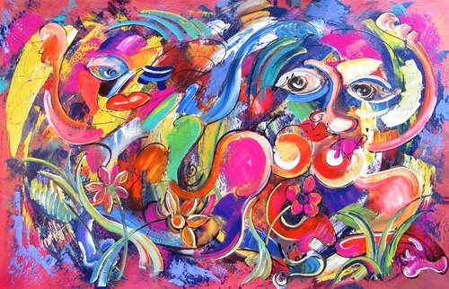 Happiness is going crazy in nature von Irma Engelbrecht, Malerei kaufen auf Singulart