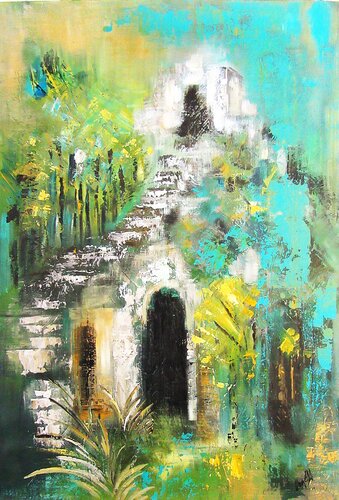A Mayan Ruin in the Jungle von Irma Engelbrecht, Malerei kaufen auf Singulart