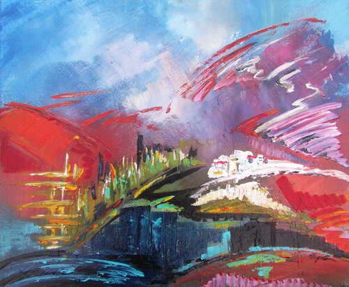 A little Summer-storm over the Land van Irma Engelbrecht, Schilderij te koop op Singulart