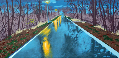 Wet Night In The Park by Steve White, Painting for Sale on Singulart