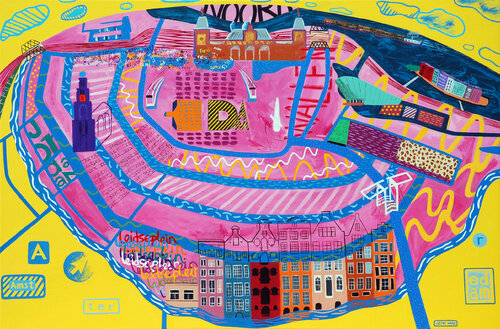 Map of Amsterdam van Steve White, Schilderij te koop op Singulart