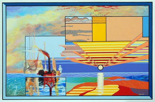 The Fighting Temeraire, after JMW Turner, Roy Lichtenstein and Piet Mondrian di Steve White, Pittura in vendita su Singulart