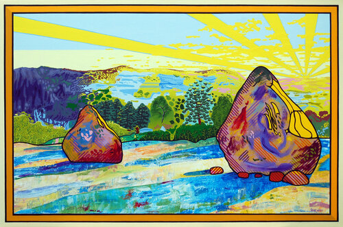 Monet's Haystacks, after Roy Lichtenstein, Katsushika Hokusai, Gerhard Richter van Steve White, Schilderij te koop op Singulart