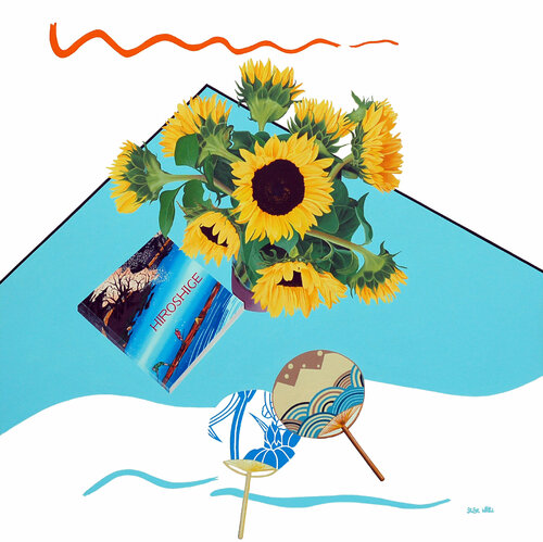 Sunflowers and Hiroshige Catalogue de Steve White, Pintura a la venta en Singulart