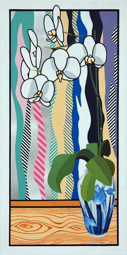 White Orchids and Complicated Window Reflection van Steve White, Schilderij te koop op Singulart