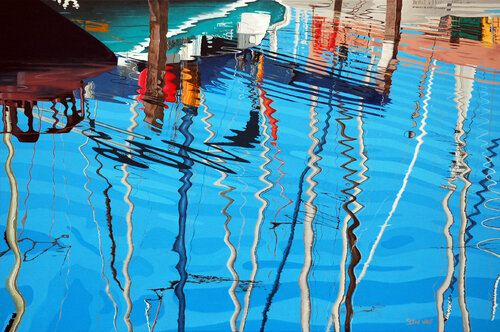 Jachthaven, Almere Poort van Steve White, Schilderij te koop op Singulart