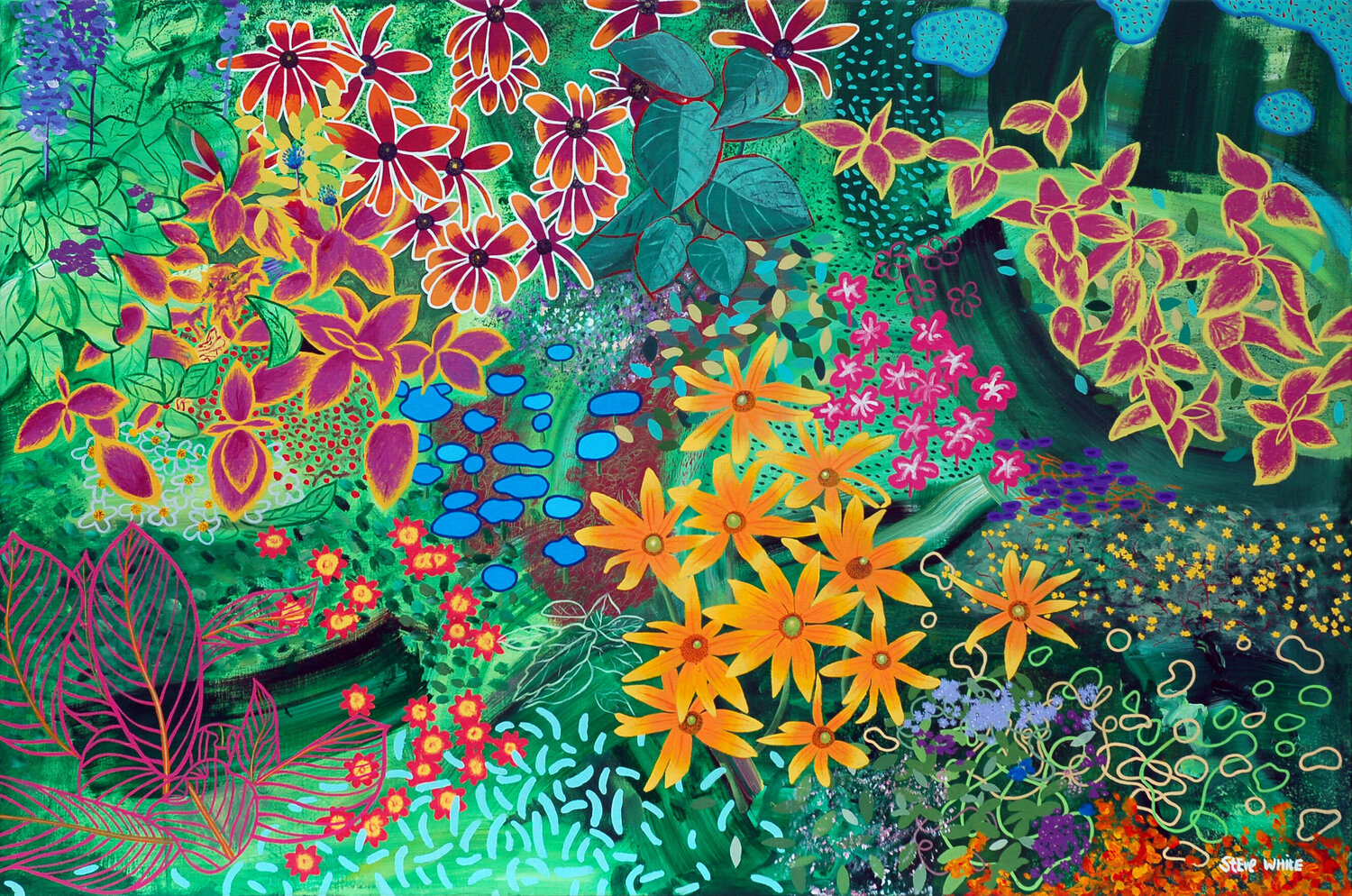 Flower Bed, Greenhill Gardens, Weymouth. Steve White Originalgemälde zu verkaufen
