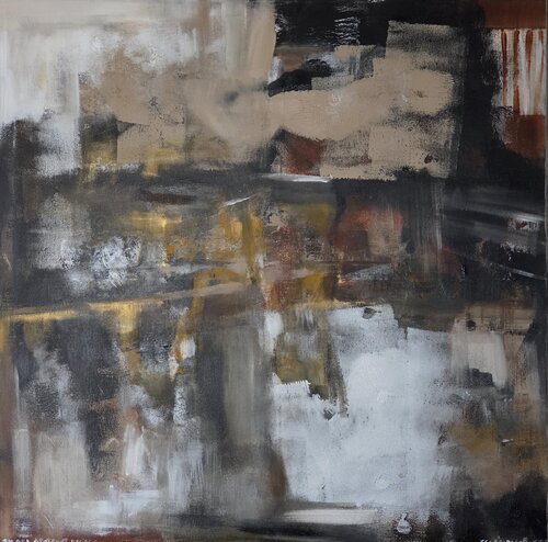 Small Abstract Houses van Egle Karlonaite, Schilderij te koop op Singulart