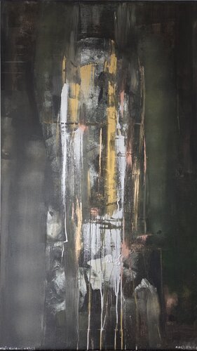 Tree Trunk At Nigh by Egle Karlonaite, Painting for Sale on Singulart