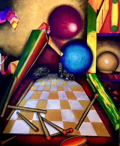 Pandora II  (diptych right panel) di Andy Hollimon, Pittura in vendita su Singulart