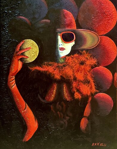 Femme en Rouge di Andy Hollimon, Pittura in vendita su Singulart