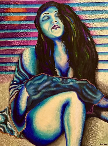 Azure Meditative Mystic de Andy Hollimon, Pintura a la venta en Singulart
