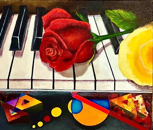 Serendipity: Geometric Floral Rythmns van Andy Hollimon, Schilderij te koop op Singulart