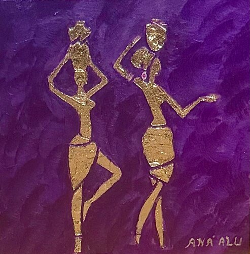 Purple Aqua Walkers van Andy Hollimon, Schilderij te koop op Singulart