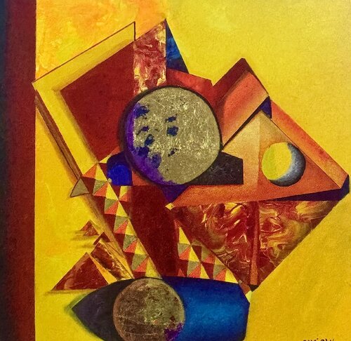 Composition 5 NJANO (Yellow) van Andy Hollimon, Schilderij te koop op Singulart