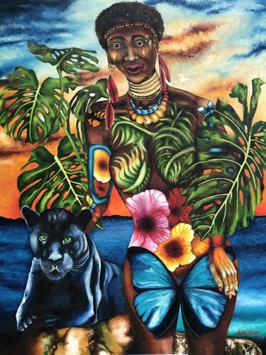 Osan II: West African Queen von Andy Hollimon, Malerei kaufen auf Singulart