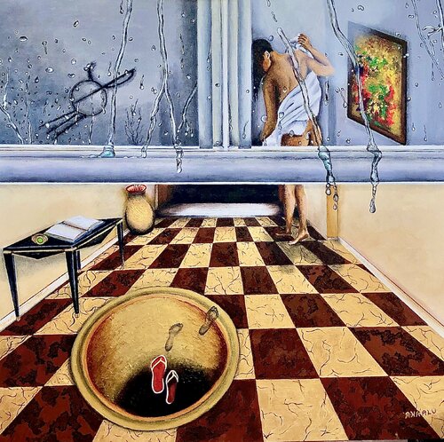 The Reader III: After The Rain, The Infiniti Arazzo and The Voyeur di Andy Hollimon, Pittura in vendita su Singulart