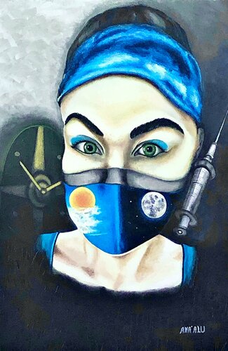 Karonna (Mona) Leeza. Vaccine For Life di Andy Hollimon, Pittura in vendita su Singulart