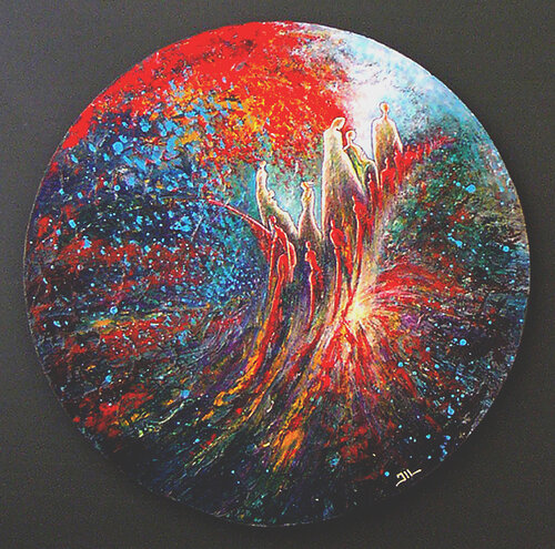 Nos démons 40x40, encadré sur bois 50cm von Jean-Luc Lacroix, Malerei kaufen auf Singulart