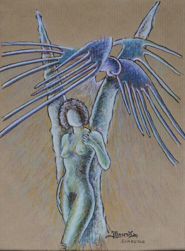 Icaresse (dessin sur papier Kraft encadré 24x32cm) di Jean-Luc Lacroix, Disegno in vendita su Singulart