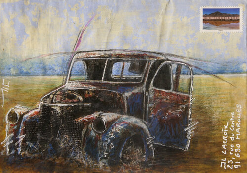 Mail Car by Jean-Luc Lacroix, Work on Paper for Sale on Singulart