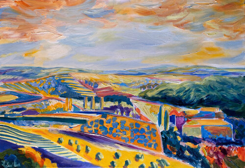 Inspired by Italy Tuscany landscape, Italy XII by Maciej Cieśla, Painting for Sale on Singulart