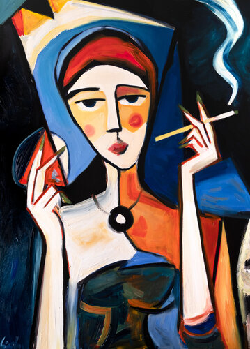 Girl in semi- abstract style 10 by Maciej Cieśla, Painting for Sale on Singulart
