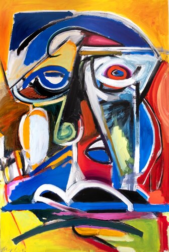 Abstract portrait, inspired by primitive art 19 by Maciej Cieśla, Painting for Sale on Singulart