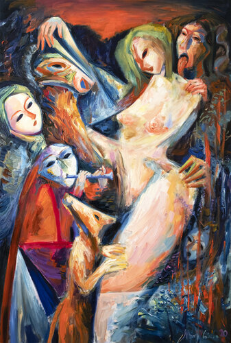 Our ghosts will come for us, night in the grim forest by Maciej Cieśla, Painting for Sale on Singulart