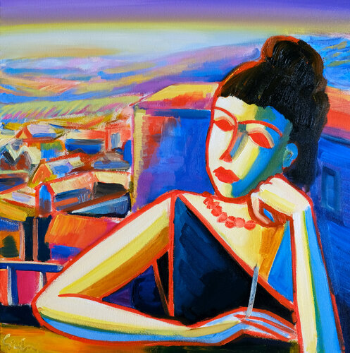 Girl in Siena 2020 Tuscany expressive inspirations by Maciej Cieśla, Painting for Sale on Singulart