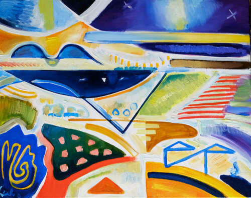 Italy in simple forms of landscape - Gemälde  03 2020 Tuscany by Maciej Cieśla, Painting for Sale on Singulart
