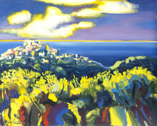 Landschaft inspiriert von der italienischen Küste, Toskana by Maciej Cieśla, Painting for Sale on Singulart