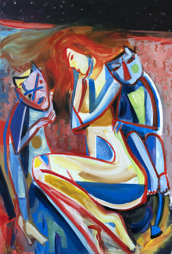 Sleeping girl and nightmares by Maciej Cieśla, Painting for Sale on Singulart